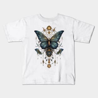 Bejewelled Turquoise Moth Kids T-Shirt